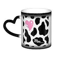 Black White Milk Cow Heat Sensitive Custom Coffee Mug Color Changing Mug In The Sky, Pattern Printed Unisex