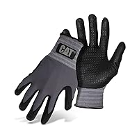 CAT CAT017419L Dipped and Dotted Nitrile Coated Palm Gloves – Large, Safety Wear Gloves with Extended Knit Wrist. Protective Gear