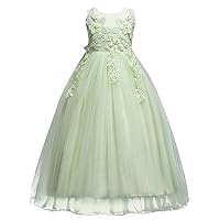 Flower Girls Vintage Lace Maxi Bridesmaid Dress Princess Birthday Wedding Party Tulle Pegeant Evening Formal Prom Dance Gown