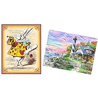 Pintoo - Two Plastic Jigsaw Puzzles Bundle - 4800 Piece - Dominic Davison - Sea House and 500 Piece - Alice's Adventures in Wonderland [H3071+H1544]