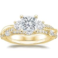 Petite Twisted Vine Moissanite Diamond Ring Set, 2.0 Carat Princess Moissanite Engagement Ring Set, Wedding Ring Set, Bridal Ring, Promise/Anniversary Rings for Wife