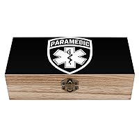 Paramedic Medic EMS Star of Life EMT Funny Wooden Storage Box with Hinged Lid and Front Clasp Jewelry Gift Boxes for Crafts and Home Decor 8