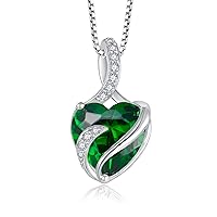 FJ Necklaces for Women 925 Sterling Silver Heart Birthstone Pendant Necklace Jewellery Gifts for Women Girls