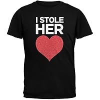 Old Glory I Stole Her Heart Black Adult T-Shirt - X-Large