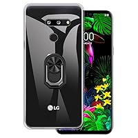 for LG G8 ThinQ Ultra Thin Phone Case + Ring Holder Kickstand Bracket, Gel Pudding Soft Silicone Phone for LG G8 ThinQ LM-G820N 6.10 inches (BlackRing-T)