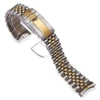20mm Solid Stainless Steel Watchband For Rolex GMT Oyster Perpetual Date Silver Gold Watch Strap Deployment Clasp