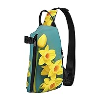 Print Flowers Sling Bags Crossbody Sling Backpack Travel Hiking Daypack Chest Bag For Man And Women