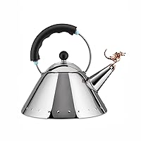 Alessi | Tea Rex - Design Kettle with Handle and Dragon-Shaped Whistle, Stainless Steel, Black