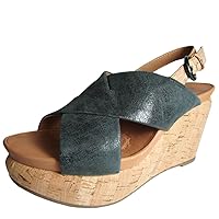 Gentle Souls Womens Jayne NU Platform Wedge Sandal Shoe, Black, US 5.5