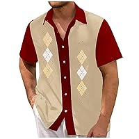 Hawaiian Shirt for Men Bowling Big and Tall Casual Stylish Designer Summer Casual Linen Short Sleeve Loose Shirts