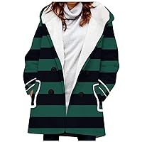 Women's Coats Winter Coat Warm Shaggy Down Hooded Button Line Printing Coat Jacket, S-3XL