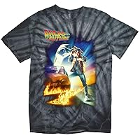 Back to The Future Poster Tie Dye Adult Unisex T Shirt (Large) Black Monochrome