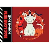 Halloween Coupon Book: 50 Empty Voucher in Booklet / Fill In Cute Blank Template Designs With Fun Rewards / Cartoon Cat in Witch Hat Art / Creative Gift Idea for Kids Tweens Teens