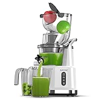 SiFENE Quiet Cold Press Juicer Machine, Large 83mm Feed Chute, Whole Fruit and Vegetable Slow Masticating Juicer, High-Yield Juice Extractor, Easy to Clean, BPA-Free, White