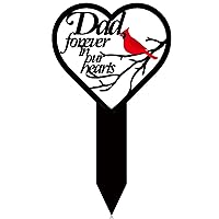 Blulu Memorial Grave Markers for Cemetery Cardinals Memorial Grave Decorations Heart Memorial Gift Double Sided Cemetery Stake Sympathy Metal Grave Plaques for Outdoor Yard Garden(Dad)