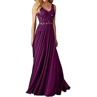 Women's V Neck Appliques Prom Dress Long Formal Evening Party Gowns