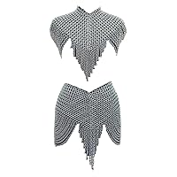 Chainmail Fancy Costume Aluminium Stylish Top with Skirt Chain Design Medieval Fantasy Wear for Girls Best Gift