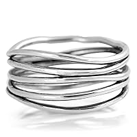 Oxidized Stacked Bar Knot Wide Wedding Ring New 925 Sterling Silver Open Band Sizes 4-13