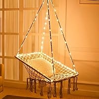 X-cosrack Hammock Chair,Swing Chair,Hanging Chair with Lights - Cotton Square for Patio Bedroom Balcony (Stand NOT Included)