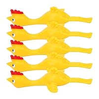 5pcs Slingshot Chicken,Finger Slingshot Toys Turkey Slingshot Toy Finger Slingshot Stretch Ninjas for Boys Girls Party Rubber Flick Chicken Flying Funny Toys Party Favor Idea Birthday Game(Yellow),