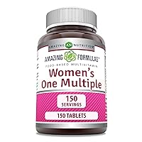 Amazing Formulas Multivitamin Food Based Tablets | Perfect Blend of Vitamins, Minerals, 25 Million CFU probiotics (Women's One Multiple, 150 Count)