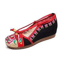Womens Chinese Embroidery Slip-on Loafer Wedge Sandal Shoe
