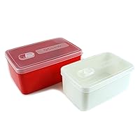QG 68 & 40oz Rectangular Plastic Food Storage Containers with Lids BPA Free - 2 Pieces Red & White