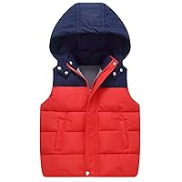 Happy Cherry Kids Padded Vest Winter Puffy Detachable Hooded Zipper Up Sleeveless Jacket 5-12T