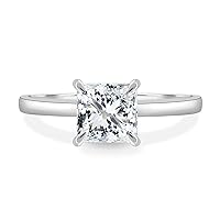 Riya Gems 1.80 CT Princess Diamond Moissanite Engagement Ring Wedding Ring Eternity Band Vintage Solitaire Halo Hidden Prong Setting Silver Jewelry Anniversary Promise Ring Gift