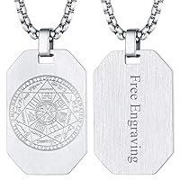 FaithHeart Dog Tag Archangels Sigil Necklace, Stainelss Steel the Seven Archangels Talisman Amulet Medal Pendant Jewelry for Women Men Can Engrave for Husband