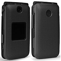 Nakedcellphone Case for Alcatel Go Flip V, [Black] Protective Snap-On Cover [Grid Texture] for Alcatel Go Flip, MyFlip 4G, QuickFlip, AT&T Cingular Flip 2, (A405DL, 4051s, 4044, A405)