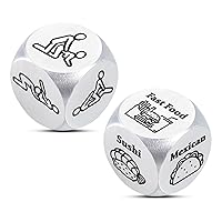 2 Pcs Valentines Day Date Night Gifts for Couples Food Decision Dice Naughty Dice for Boyfriend Girlfriend 11th Anniversary Steel Gifts for Him Her Husband Wife Gay Lesbian Wedding Birthday Christmas