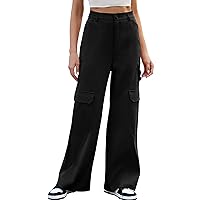 Blooming Jelly Women High Waisted Cargo Pants Wide Leg Baggy Waistband Y2k Pants with Multiple Pockets