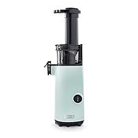 Deluxe Compact Masticating Slow Juicer, Easy to Clean Cold Press Juicer with Brush, Pulp Measuring Cup, Frozen Attachment and Juice Recipe Guide - Aqua