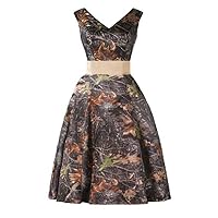 Knee Length Camo Bridesmaid Gowns Banquet Evening Holiday Prom Dress