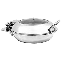 Tablecraft Stainless Steel Induction Chafing Dish, Quick View Window, Vented, Slow Closing Safety Lid, Round 4 Quart Server, Professional Commercial Restaurant, Catering, Foodservice Use