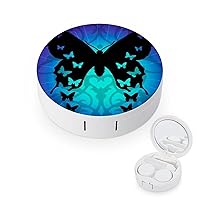 Blue Morpho Butterfly Contact Lens Case Portable Cute Eye Contacts Travel Kit with Mirror Container Holder Box