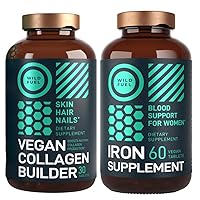Vegan Collagen Builder Tablets and Iron Supplement for Women with Folic Acid Female Bundle