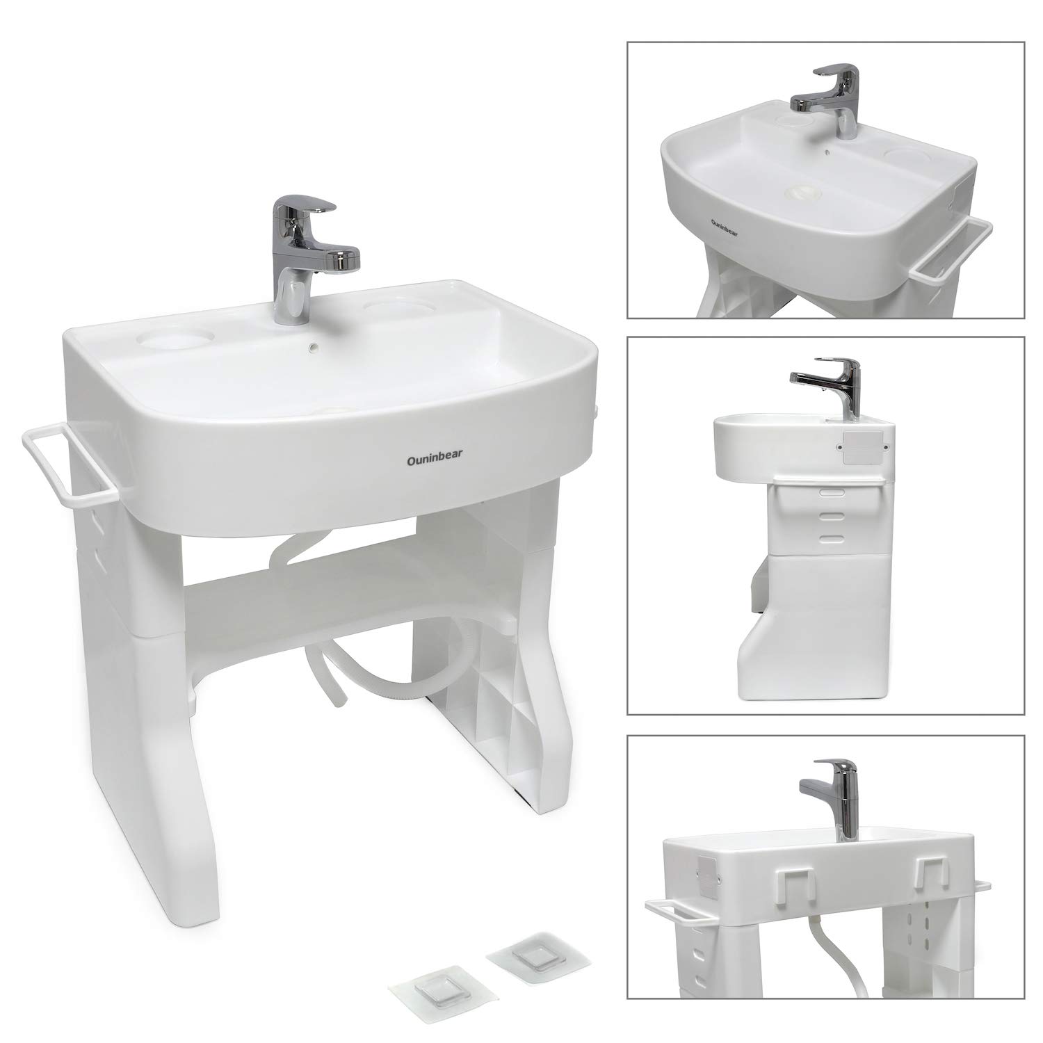 HTTMT- Washstand Self-Care Station Portable Wash Basin For Child Kids Baby Toddler KEarly Training Learning Plastic Washbasin Simulation Towel Shelf [P/N: ET-BABY007-WHITE]