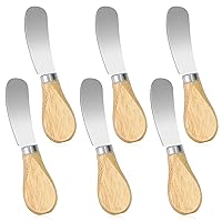 6 Pcs Cheese Spreader Knives, Mini Butter Knife Spreader with Wooden Handle, Stainless Steel Butter Spreader, 4.8inch Cheese Knife Set for Charcuterie Board, Cheese, Butter, Sandwich