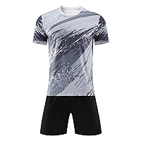 Kids Boy Soccer Sport Training Uniform Youth Athletic Football Jersey Mesh Shirt Shorts Kit Workout Active Set