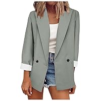 Women's Casual Blazer Open Front Pockets Cardigan Formal Suit Long Sleeve Blouse Coat Blazers for Work Casual