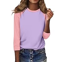 2024 Summer Clothes for Women Trendy Solid Quarter Sleeve Tops Casual Loose Fit Workout Sweatshirt Shirt Blouse
