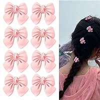 Small Hair Bow Clips for Women Girls Pink Mini Bows for Hair Little Girls Bows and Hair Accessories Clip Mini Bowknot Hair Clips Set of 8 Small Decorative Hair Clip for Women Bow Knot Hairclip No Slip