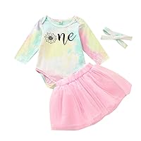 Active Wear Girls Tops+ Girls Skirt+Hairband Letter Birthday Sets Romper Baby Infant Girls Outfits&Set New Baby Gift Set Girl (Pink, 12-18 Months)