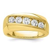 10k Gold Lab Grown Diamond SI1 SI2 G H I Mens 5 stone Ring Size 10.00 Jewelry Gifts for Men