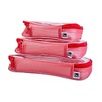 Set of Small, Medium and Large Red Thermoplastic Polyurethane Transparent Cases for Computer Accessories, Camera Cables and Makeup products