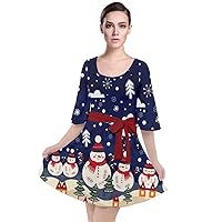 CowCow Womens Party Dress Christmas Xmas Santa Vintage Snowman Winter Velour Kimono Dress, XS-3XL