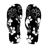 Vantaso Slim Flip Flops for Women Black White Cat Dog Footprint Yoga Mat Thong Sandals Casual Slippers