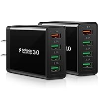 USB-C Wall Charger 33W Durable 4Port QC3.0 Power Adapter Fast Charging 2Pack Boxeroo Desktop Charger Charging Block Compatible for Galaxy S22 S10/S9/S8, Note10, G5/V40, iPhone 11/Pro Max,iPad